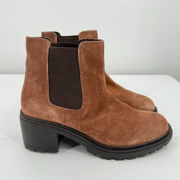 Geox Respira Damiana Women's Brown Suede Leather Heeled Ankle Boots Size 39.5 - Picture 1 of 11